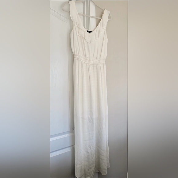 Off White Flutter Sleeve Open Back Maxi Dress, bridal shower, rehearsal dress - Picture 2 of 5